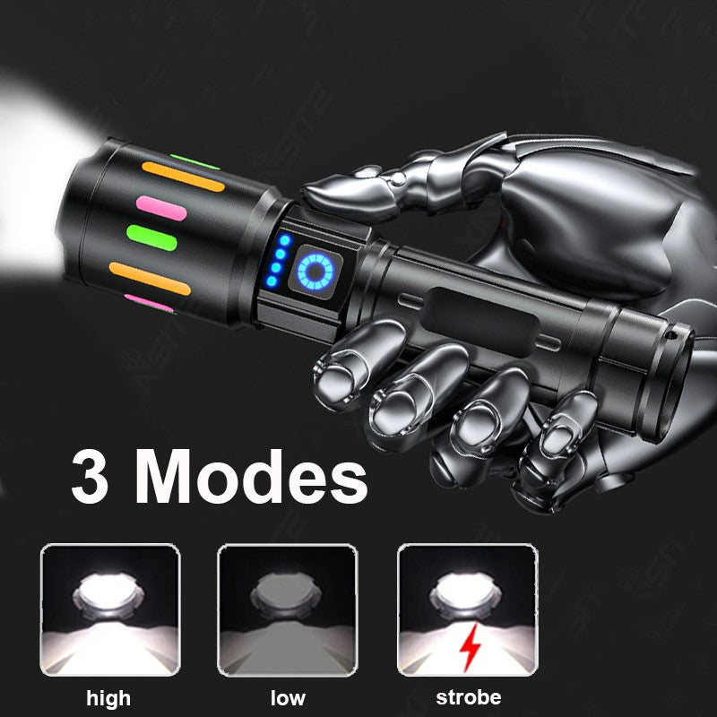 High Power Led Flashlights Long Shot Zoom Super Bright Flashlight Led USB Rechargeable Very Strong Torch Light For Camping