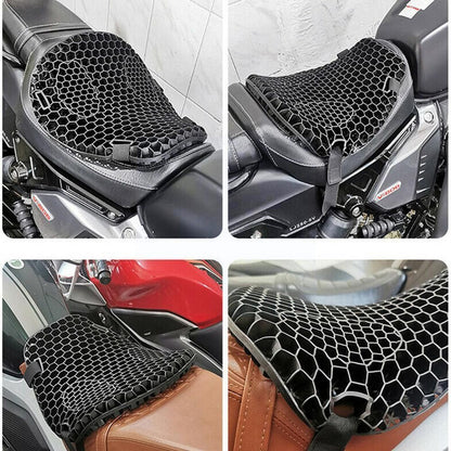 Almofada de assento de gel colmeia para motocicleta, tecido de malha 3D, conforto, capa de descompressão para moto, almofadas de alívio de choque;'\[-=