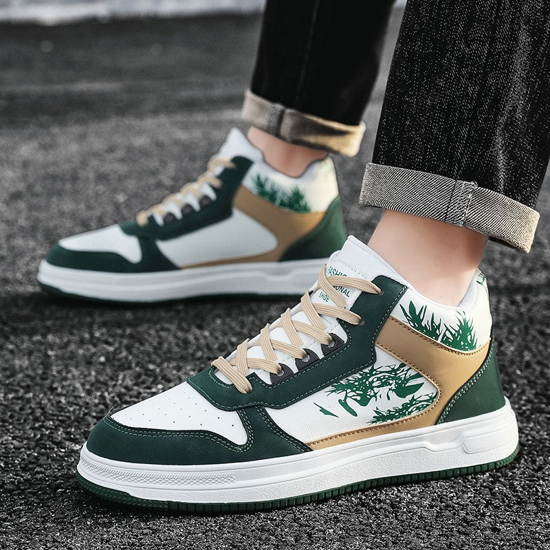 Men Board Shoes 2025 Spring Retro Thick Sole Wear Resistant Anti Slip Flat Sneaker Outdoor Casual Man Walking Footwear