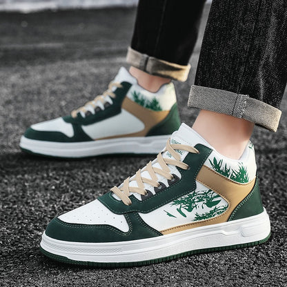 Men Board Shoes 2025 Spring Retro Thick Sole Wear Resistant Anti Slip Flat Sneaker Outdoor Casual Man Walking Footwear