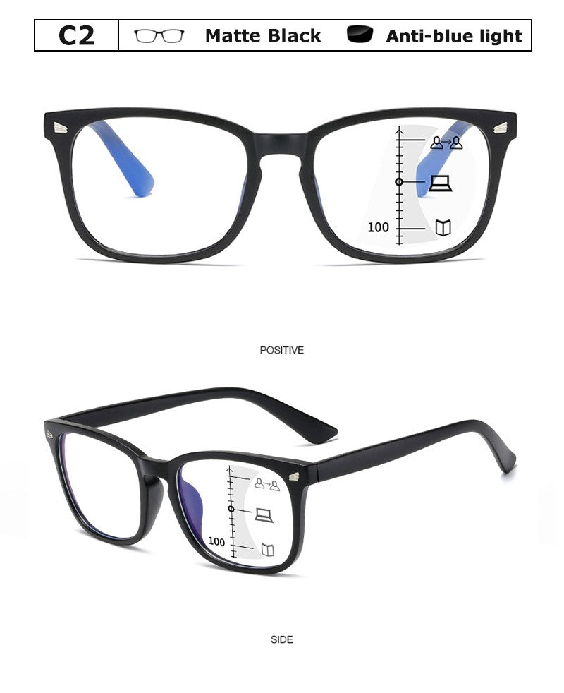 Óculos De Leitura Multifocal Quadrado CRIXALIS Óculos Masculino Fashion Com Dioptrias Antirreflexo Computador Feminino UV400