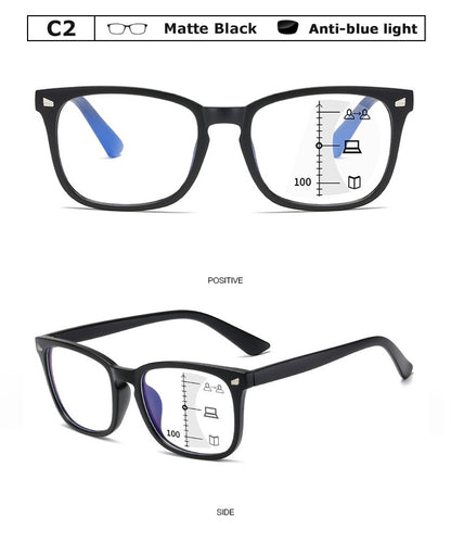 Óculos De Leitura Multifocal Quadrado CRIXALIS Óculos Masculino Fashion Com Dioptrias Antirreflexo Computador Feminino UV400