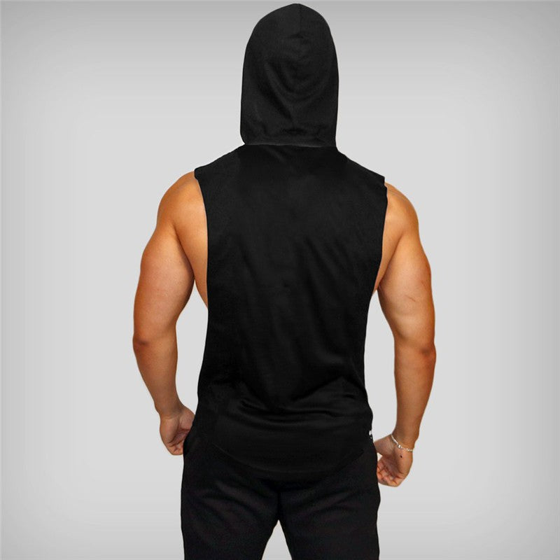 Gym Fitness Loose Sleeveless Vests Street Hip Hop Basketball Hooded Tank Tops Cotton Breathable Shirt Mens Bodybuilding Hoodie