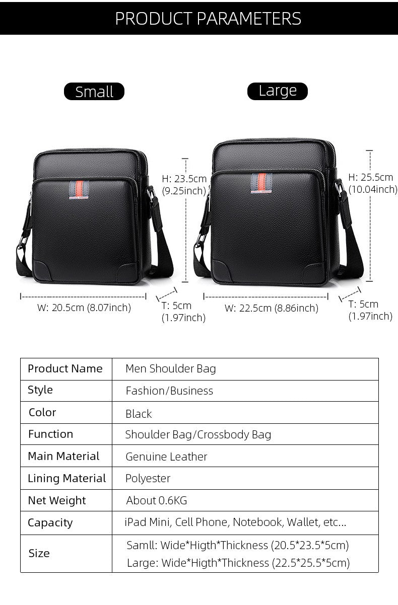 Famous Brand Small Men's Bag Genuine Leather Men Shoulder Bag Messenger Bag Fashion Business Man Crossbody Bag Cowhide Briefcase