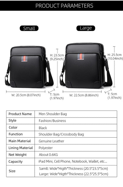 Famous Brand Small Men's Bag Genuine Leather Men Shoulder Bag Messenger Bag Fashion Business Man Crossbody Bag Cowhide Briefcase