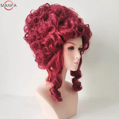 Perucas de Cosplay Maria Antonieta Princesa Médio Encaracolado Resistente ao Calor Peruca de Cabelo Sintético + Touca de Peruca