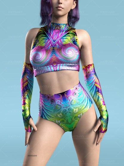 Adult Summer Role Play Bodysuit Women Sexy Hollow Sleeveless Blue Graffiti Art Swimsuit Carnival Party Stage Performance Clothes