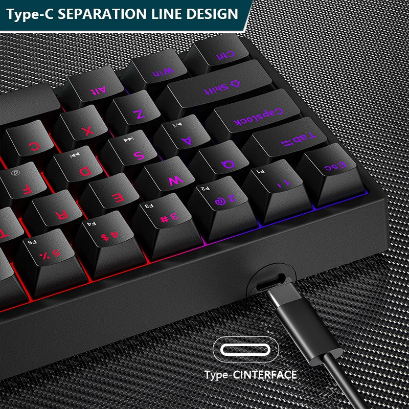 K620 Mini Teclado Mecânico para Jogos 61 Teclas RGB Hotswap Teclado para Jogos com Fio Tipo-C Teclas PBT Teclados Ergonômicos 60%