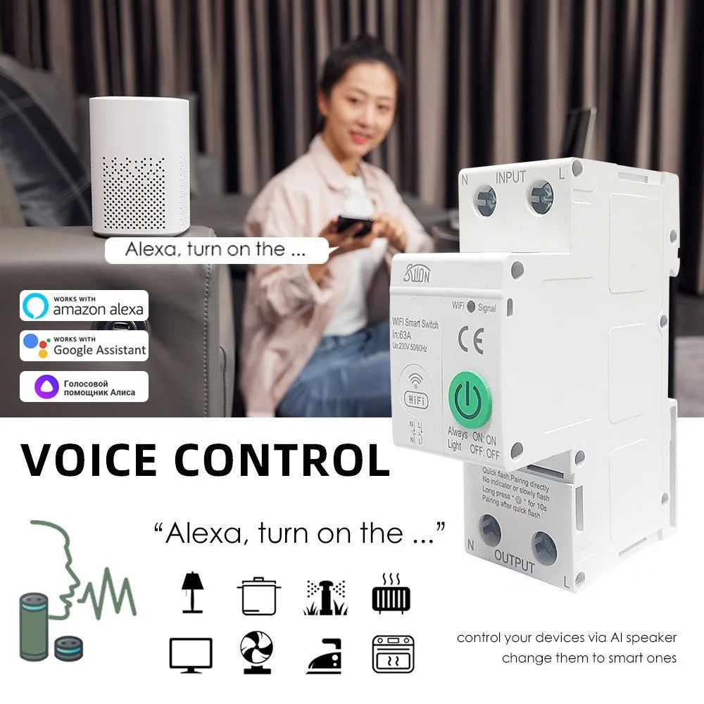 WIFI/ZigBee Smart Circuit Breaker Smart Switch Power Metering Remote-Metering Circuit Breaker 1P40A 2P63A Work With Tuya Alexa