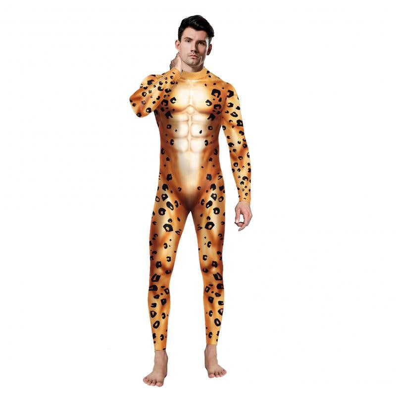 Halloween Animal Jumpsuit Snake Cosplay Costume Tiger Bodysuit Spandex Jumpsuit Party Carnival Stage Performance Dress Up