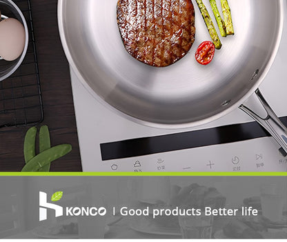 Panela de Aço Inoxidável 304 Antiaderente Frigideira Bife Panela de Cozinha Não Revestida para Fogão a Gás e Fogão de Indução