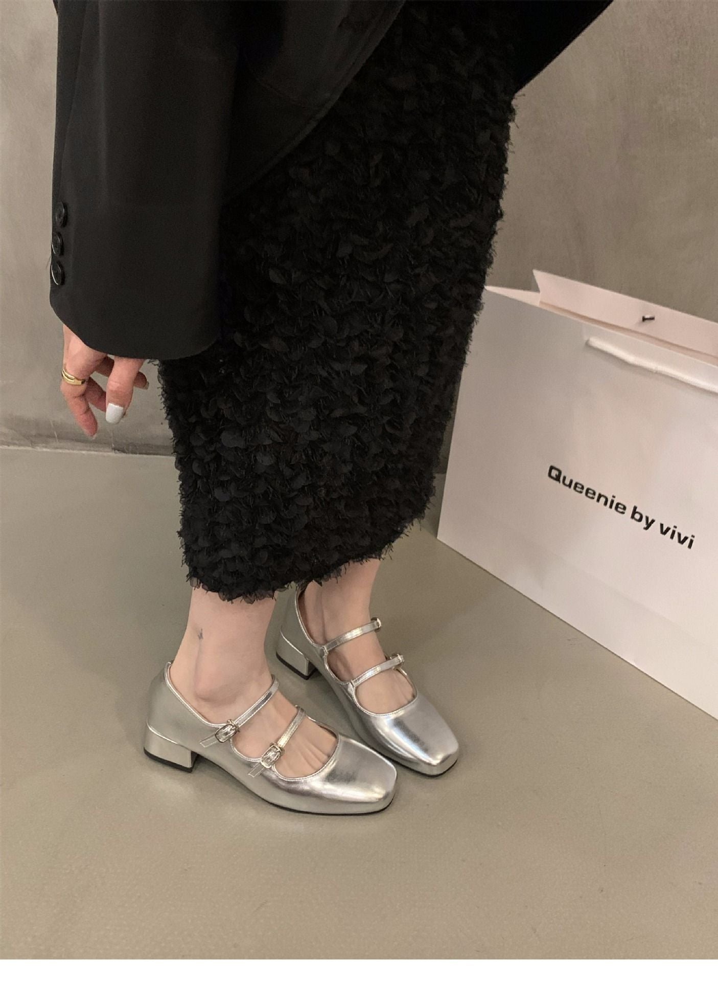 Mary Jane Shoes for Women  Retro Medium Heel Women's Single Shoes Fashion Gloss Soft Comfort Ballet Shoes Zapatos De Mujer