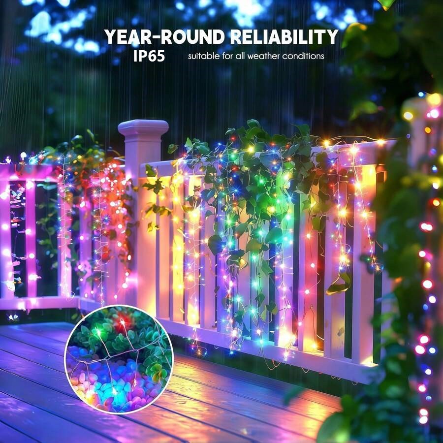 Solar LED Firecracker String Lights Outdoor Waterproof Garland Fairy Light for Wedding Party Garden Christmas Holiday Decoration