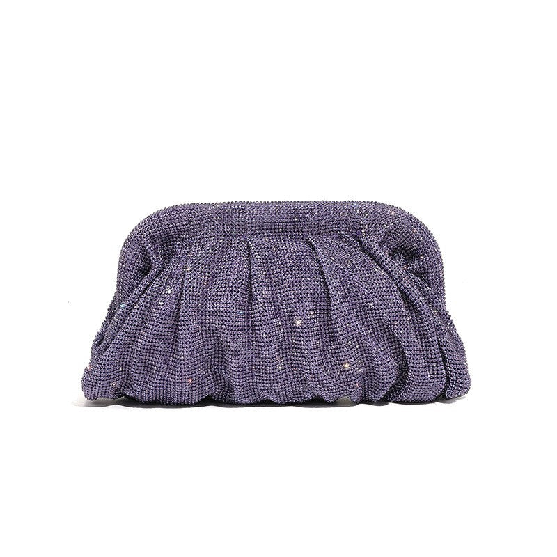 XIYUAN Shinny Ruched Rhinestone Clucth Purse Women Luxury Designer Evening Bags Fashion Party Dinner Handbag Bridal Makeup Bag