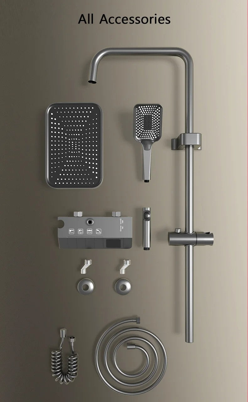 Bathroom Shower Set with LED Display Piano Keys Bath Shower Rain Shower Complete Bathroom Accessories