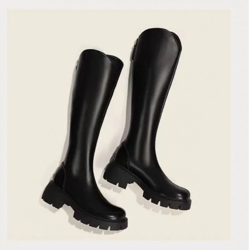 Real Soft Leather Boots 2025 Autumn And Winter New Knight Boots Height Increasing And Slimming Boots Thick Soled High Boots Long