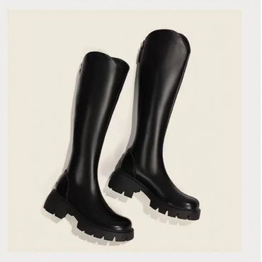 Real Soft Leather Boots 2025 Autumn And Winter New Knight Boots Height Increasing And Slimming Boots Thick Soled High Boots Long
