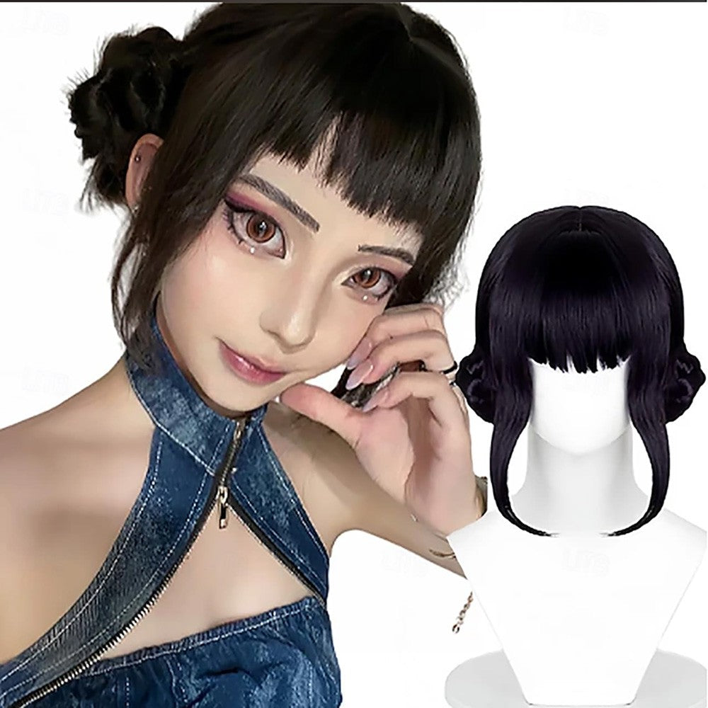 Synthetic Hair Wigs Dark Purple  Costume  Cosplay Wig Anime Wigs Medium Straight Hair Accessory for Holloween