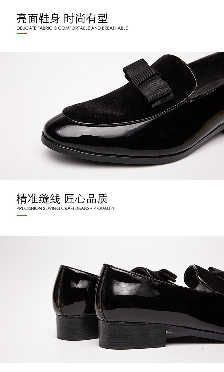 Yuppie Social Leather Shoes Men Classic Wedding Men's Dress Shoes Bow Formal Shoes For Men Slip On Loafers Man