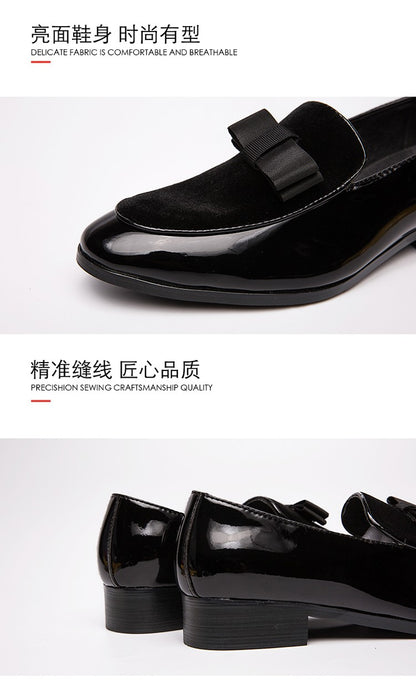 Yuppie Social Leather Shoes Men Classic Wedding Men's Dress Shoes Bow Formal Shoes For Men Slip On Loafers Man