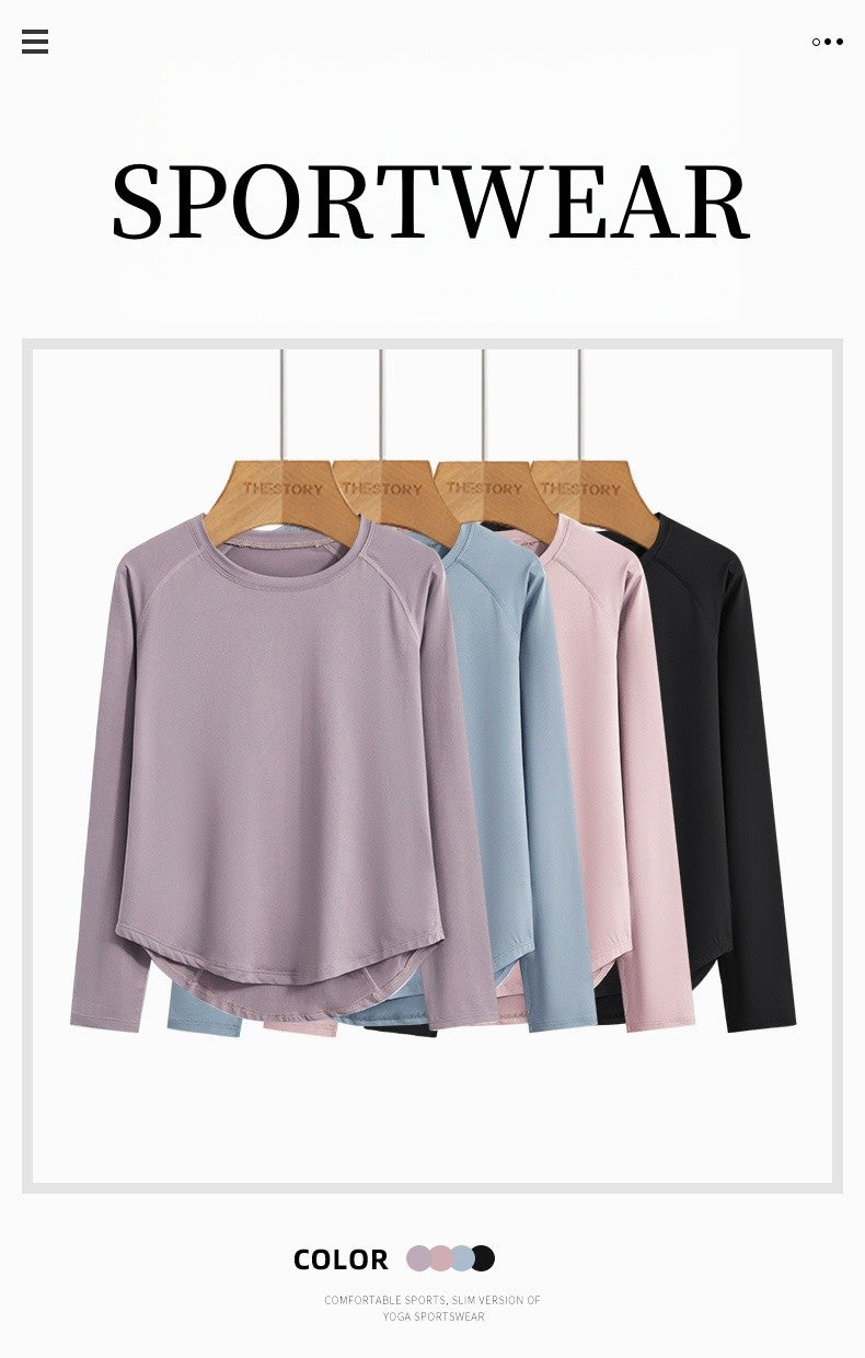 DRUR Long Sleeve Gym Top Women Breathable Quick Dry Workout Tshirt Loose Fit Running Tee Yoga Clothing Sportswear Activewear New