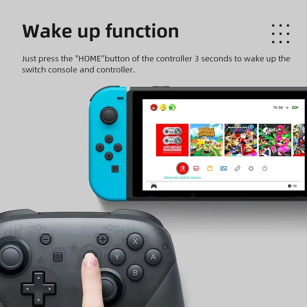Wireless Bluetooth Gamepad Controller with Wake Function Joystick 6-Axis Gyro HD Vibration for Switch Game Console