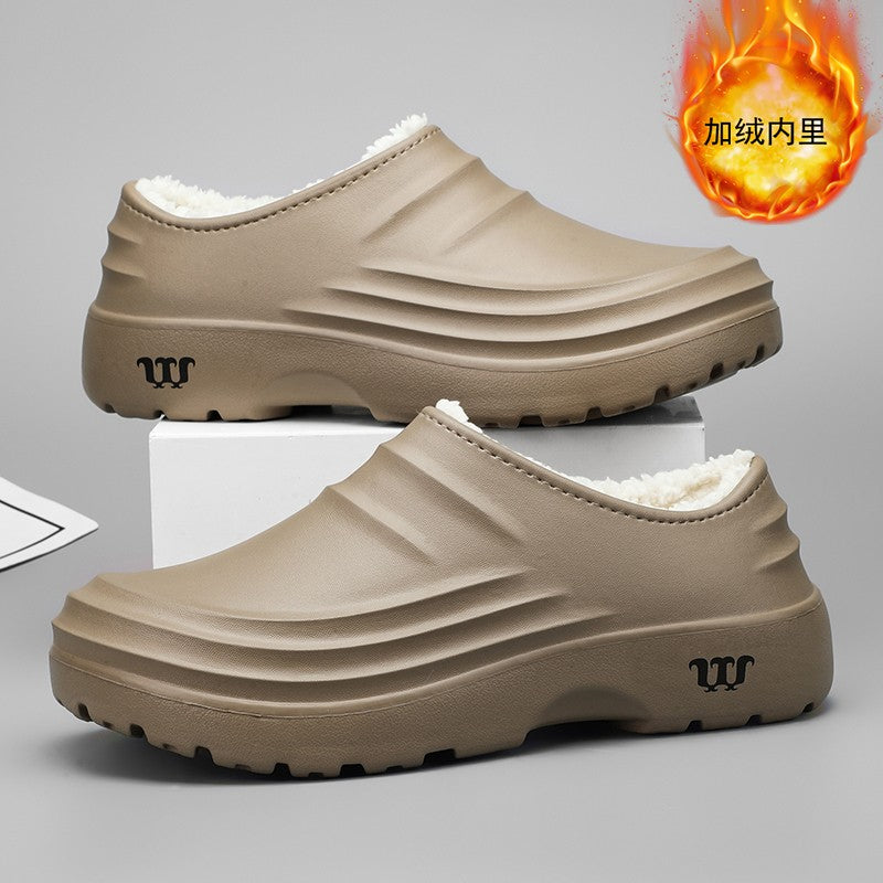 Winter Plush Supper Warm Chef Shoes for Men Women Very Soft Rubber Sandals Clogs Garden Shoes Without Holes Kitchen Work