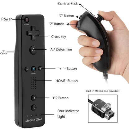 STORM WYRM Controllers Compatible for Wii and Wii U with Built in Motion Plus, Controller with Silicone Case and Wrist WU001