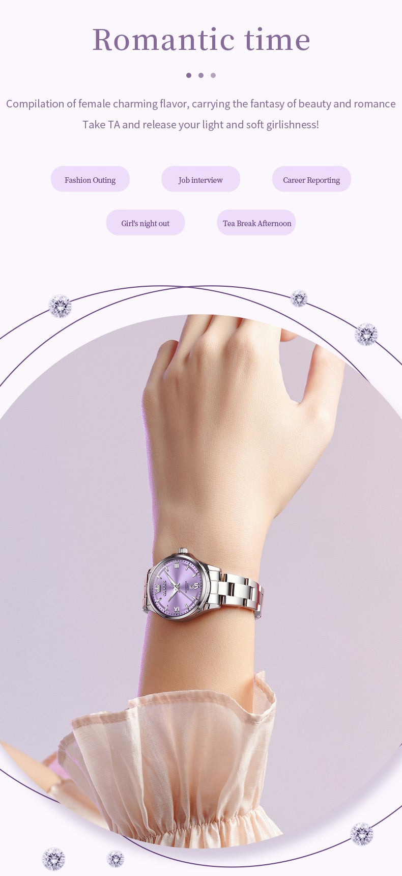 OLEVS 3668 Women Watch Luxury Original Quartz Watch Sword Needle Fashion Roman Automatic Date Calendar Window Women Watch