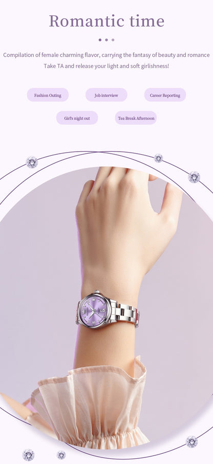 OLEVS 3668 Women Watch Luxury Original Quartz Watch Sword Needle Fashion Roman Automatic Date Calendar Window Women Watch