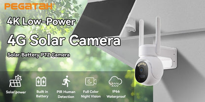 PEGATAH 6K 12MP Outdoor WiFi Camera Three Screen Three Lens 10X Zoom PTZ Automatic Tracking Audible Visual Alarm Security Cam