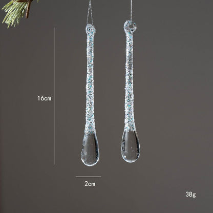 High Quality Crystal Clear Christmas Tree Ornaments Acrylic Glitter Icicle Decorations Transparent Hanging Party Holiday Decor
