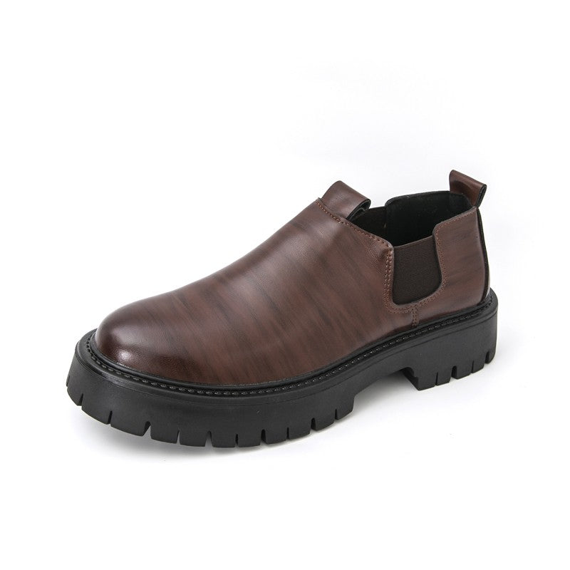 High Quality Thick Soled Leather Shoes Male Trend Men’s Dress Shoes Formal Leather Platform Loafers Shoes For Man