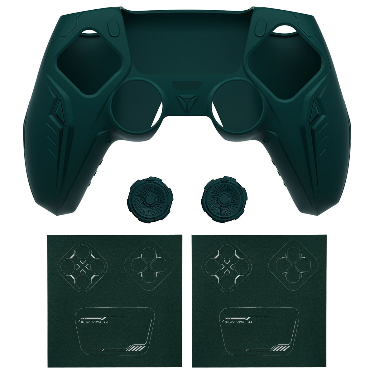 PlayVital Silicone Grip Case for PS5 Controller - Futuristic CyberMech Design Cover Compatible with PS5 Official Charging Dock