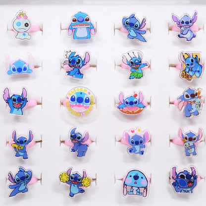 10/20pcs Disney Anime Stitch Ring Kawaii Lilo Stitch Children Acrylic Ring Cartoon Accessories Toy Kids Gifts