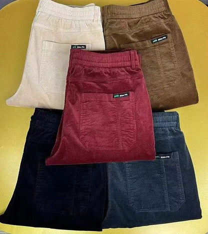 Calças Casuais Masculinas de Veludo Cotelê para Escritório Outono Inverno Negócios Calças Masculinas Algodão Harajuku Moda Poliéster Original Quente Clássico