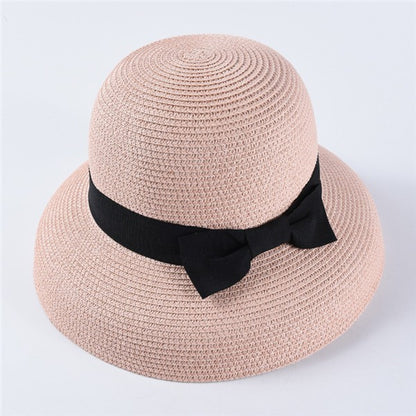 USPOP Novas chapéus de sol femininos moda laço chapéu de palha casual verão aba larga chapéu de praia feminino chapéu de verão