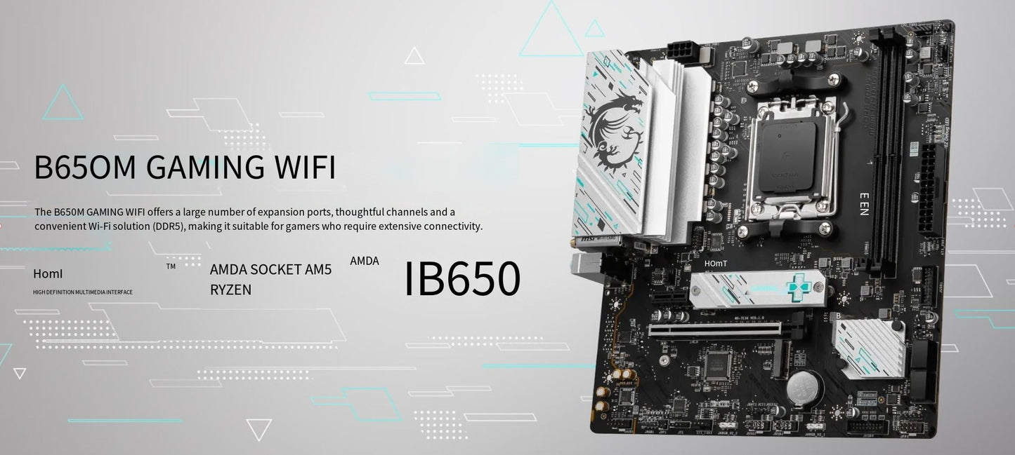 MSI B650M GAMING WIFI AMD B650 Supports DDR5 7800+MHz (OC) 192GB AMD Ryzen ™ 7000 8000 Series motherboard Socket AM5