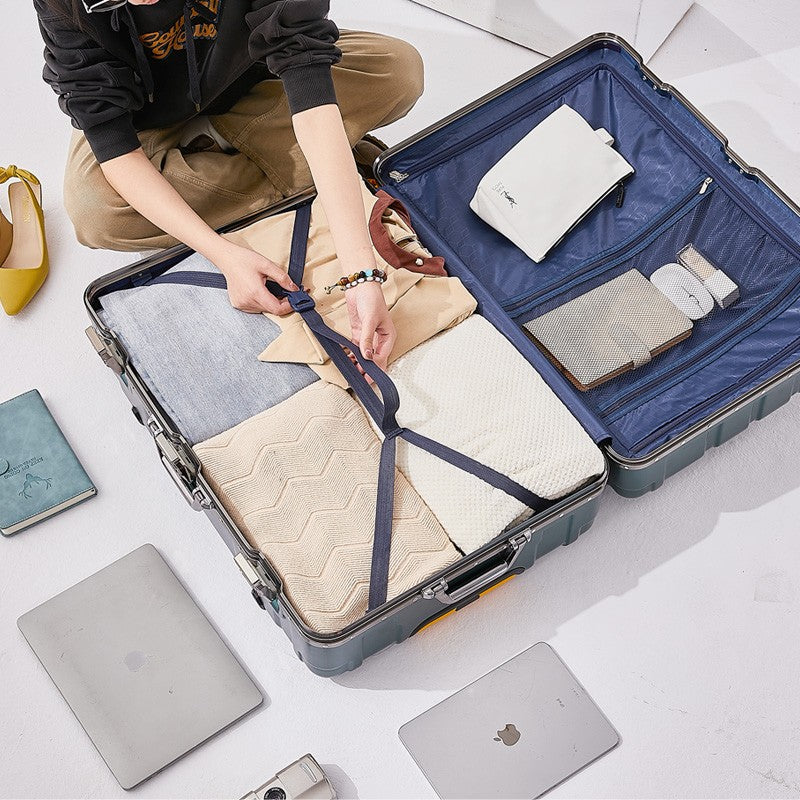 Large Capacity Aluminum Frame Luggage Suitcase with Wheels Travel Bag Durable And Wear-Resistant 20-28 Inch Rolling Suitcase