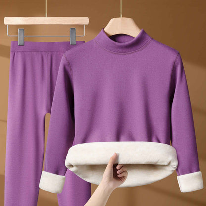 Winter Thermal Underwear Set For Men And Women Thick Velvet Lining Suitable For Wearing Cold Warm Underwear's Top And Bottoms