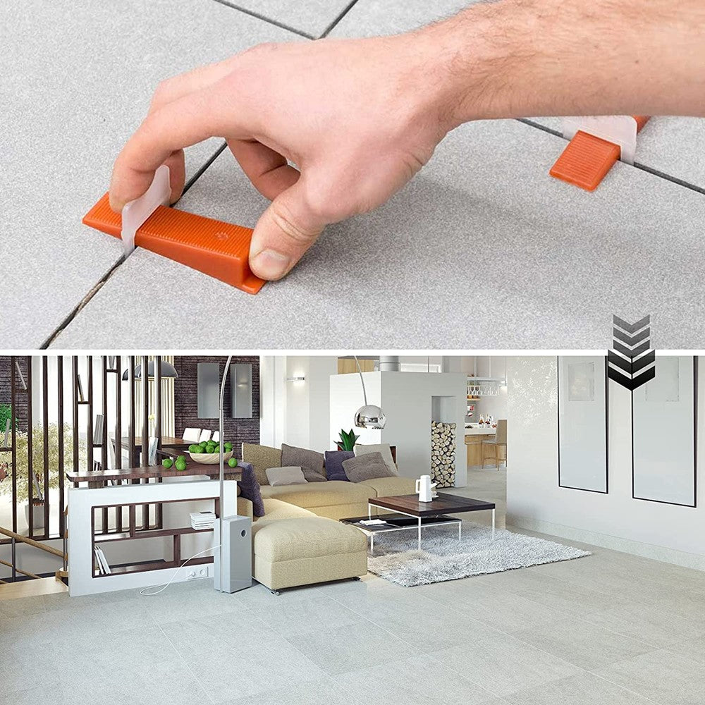 Peças do Sistema de Nivelamento de Azulejos de 1-3mm, 300-1300 Peças de Niveladores de Azulejos com Clipes, Peças de Ferramentas de Construção para Nivelamento e Assentamento de Azulejos DIY