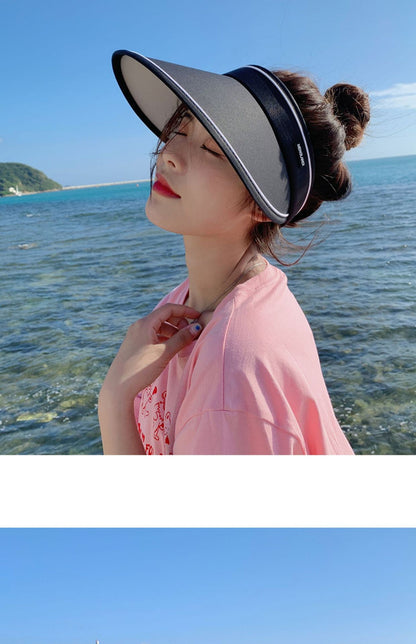 New Sun Hat Women's Uv Protection Sun Hat Summer Empty Cap Large Brim Outdoor Cycling Face Shade Hat Woman