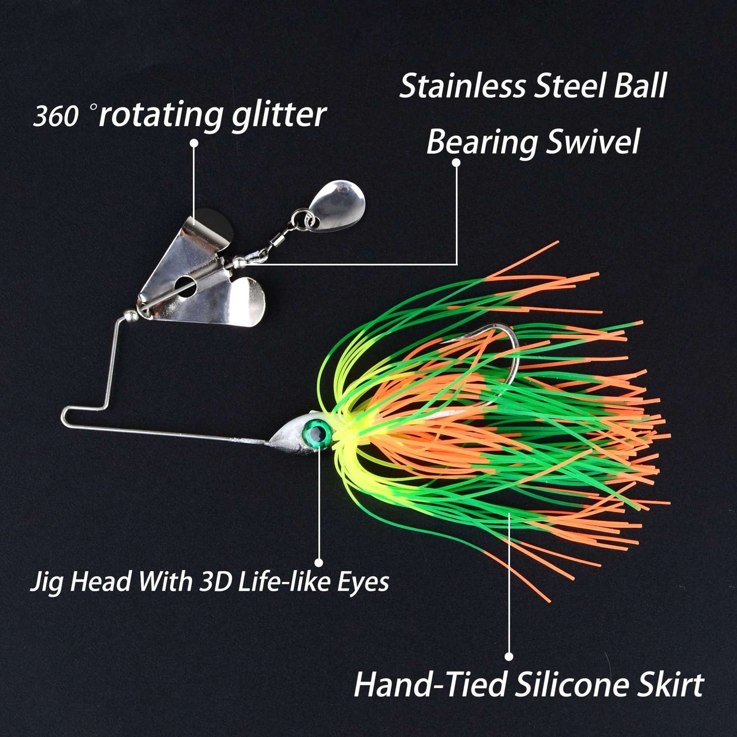 Isca artificial 5Pcs Spinnerbait Bass jig Weedless Buzzbait Wobbler Chatterbait para robalo, lúcio, truta, pesca esportiva