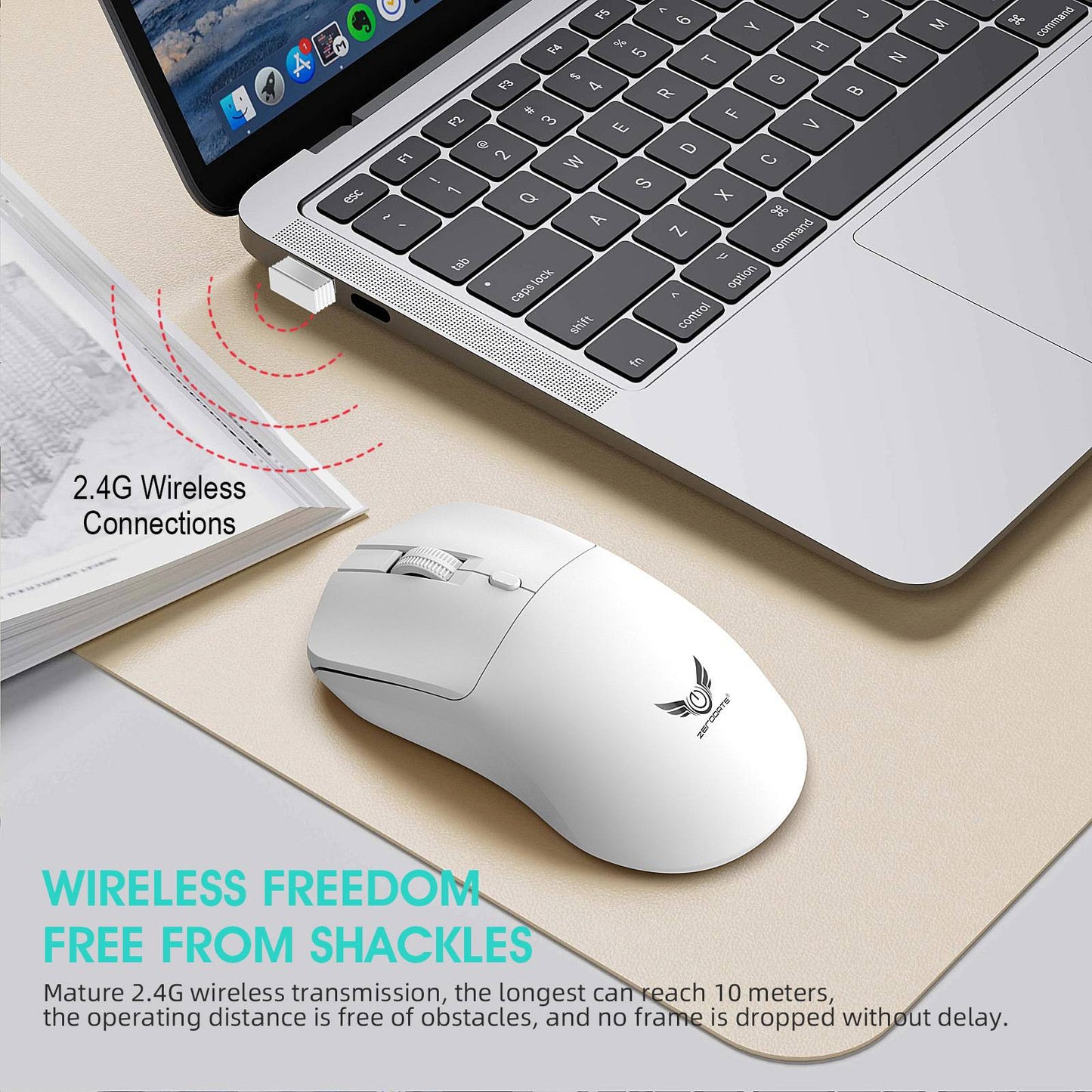 2.4G Wireless Mouse Ergonomic Adjustable 800-1200-1600 DPI Lightweight Rechargeable Office Gaming Mice For PC/Laptop/Macbook Pro