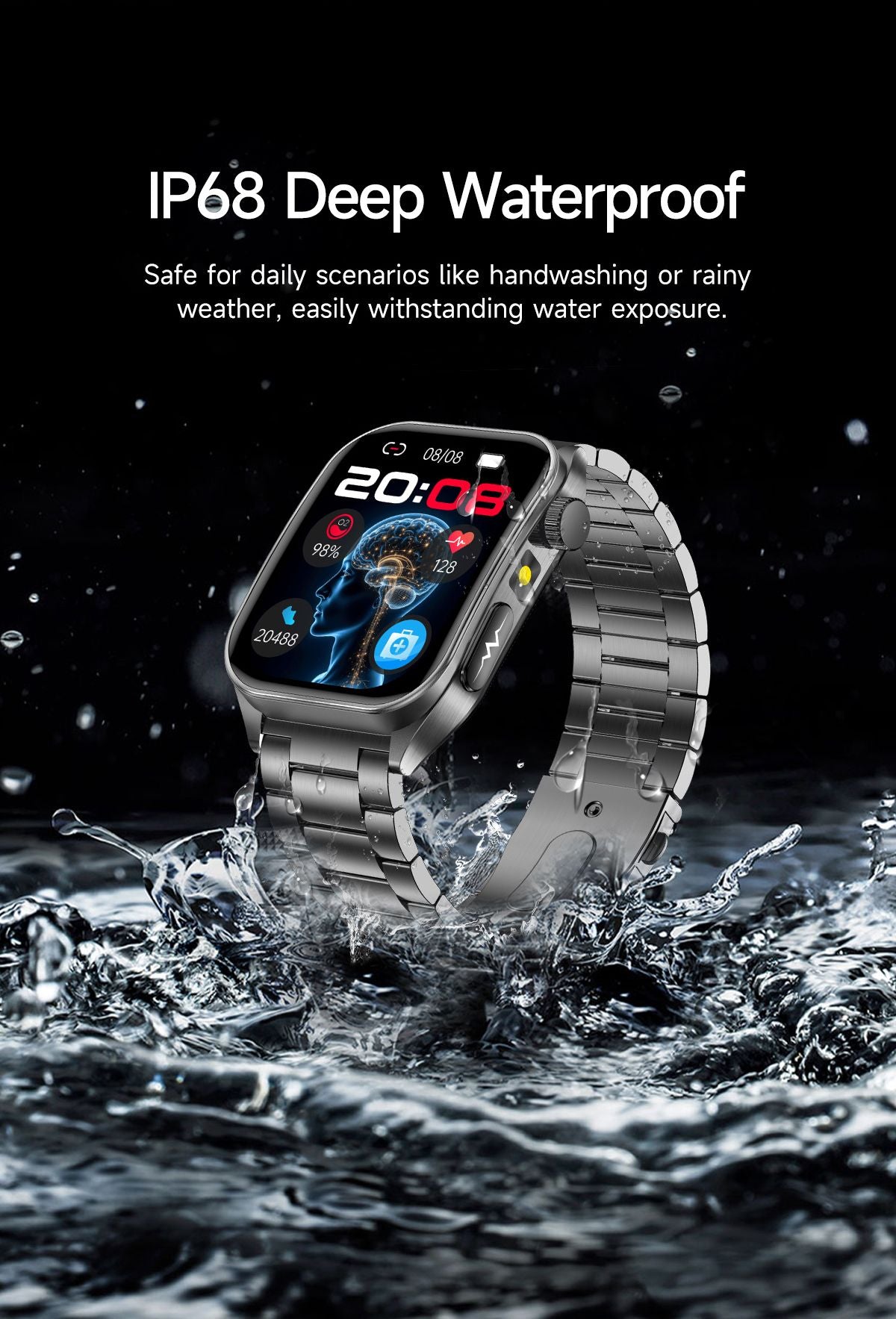 2025Novo 650nm Laser Condicionamento Safira Vidro Smart Watch Homens ECG Frequência Cardíaca Micro Exame Físico Saúde Smartwatch Temperatura