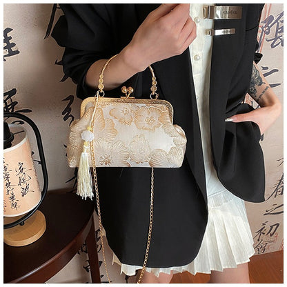 Chinese Style Embroidered Shoulder Bag Elegant Handbag Retro Small Square Bag Wedding Party Luxury Designer Women Evening Clutch