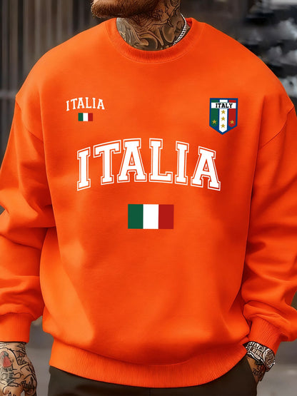 Italia Italian Flag Design Men Sweatshirt Creative Fleece Streetwear Fashion Clothes Autumn Hip Hop Pullovers Casual Tops