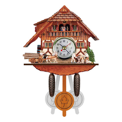 Bird Time Bell Swing Alarm Watch Imitation Wood Style With Easy-to-Read Dials Cuckoo Clock CM012