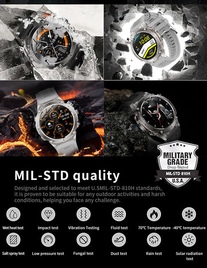 Novo T-Rex 3 GPS Smart Watch AMOLED de 1,43" à prova d'água 10ATM GNSS de banda dupla integrado Bússola Militar Esportivo Smartwatch Pulseira Masculina