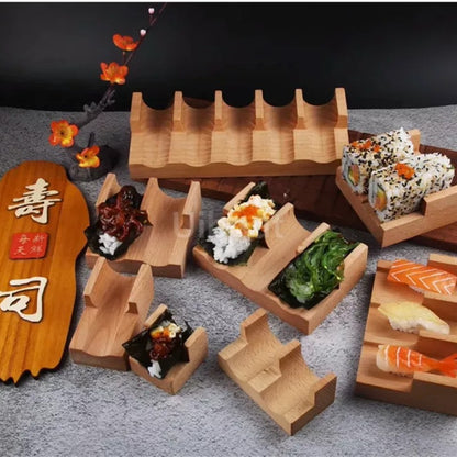 Utensílio de loja de rack de sushi japonês Suporte de comida de madeira Taco Prato de madeira Suporte de culinária Sashimi Sushi Barco Restaurante Hotel Casa